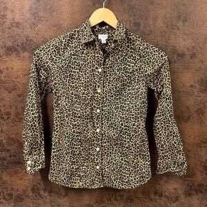 J. Crew Cheetah Brown‎ Button Down Women's Long Sleeve Top